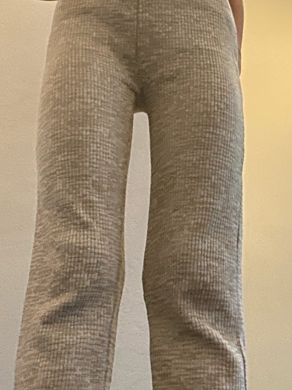 Kids Neutral Ribbed Lounge Pants - Cream